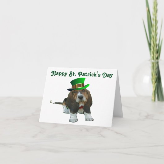 Note Card Basset Hound Happy St.Patrick's Kaart (Voorkant)