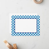 Note Card-Blue & White Checkers Notitiekaartje (Voorkant / Achterkant in situ)