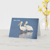 Note Card met White Pelicans Kaart (Gele Bloem)