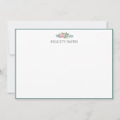 Note Cards Elegante Flat Moderne Botanische pioenr Bedankkaart (Voorkant)