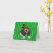 Note Carte Basset Hound Happy St.Patrick's (Fleur jaune)