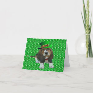 Note Carte Basset Hound Happy St.Patrick's