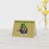 Note Carte Basset Hound Happy St.Patrick's (Fleur jaune)