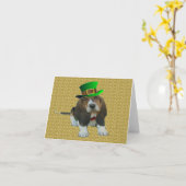 Note Carte Basset Hound Happy St.Patrick's (Fleur jaune)