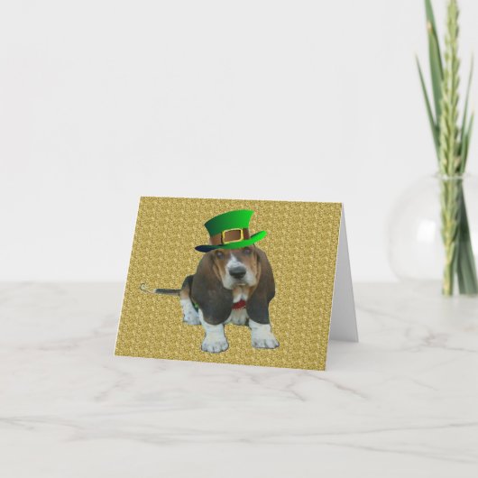 Note Carte Basset Hound Happy St.Patrick's (Devant)