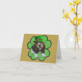 Note Carte Basset Hound Happy St.Patrick's Clover (Fleur jaune)