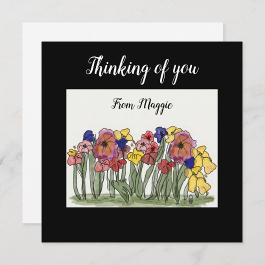 Note Carte de pensée de vous Jardin Fleur (Devant / Derrière)