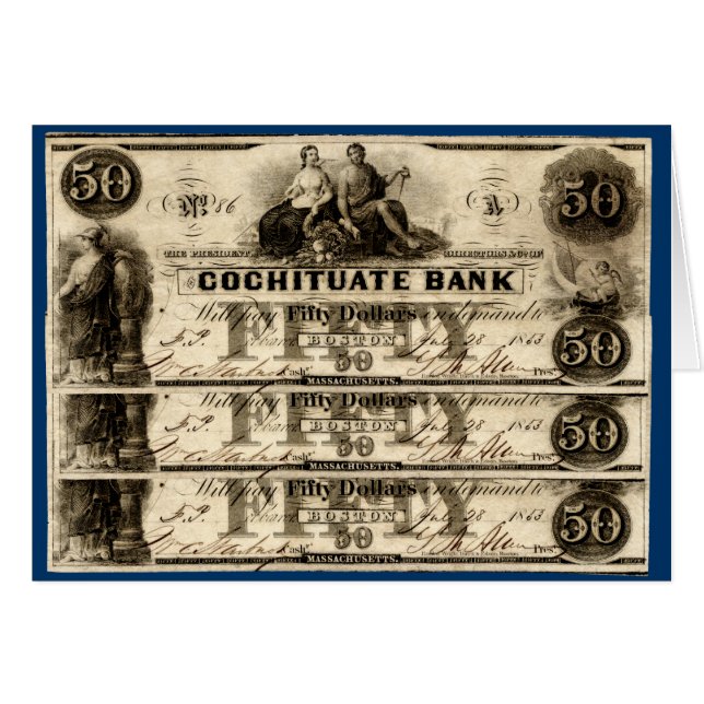 Note de 50 dollars Cochituate 1853 (Devant horizontal)