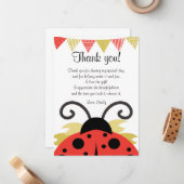 Note de Carte de remerciements Gold Rouge Ladybug (Devant/Arrière en situation)