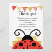 Note de Carte de remerciements Gold Rouge Ladybug (Devant / Derrière)