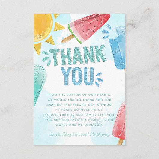 Note de Carte de remerciements Popsicle (Devant)