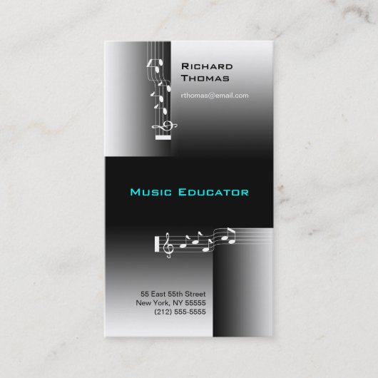 Note de carte de visite d'éducateur de musique (Devant)