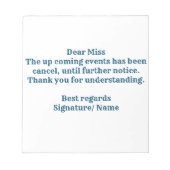 NOTE DE FAIRE-PART DE DIPLÔME. BLOC-NOTE (Devant)