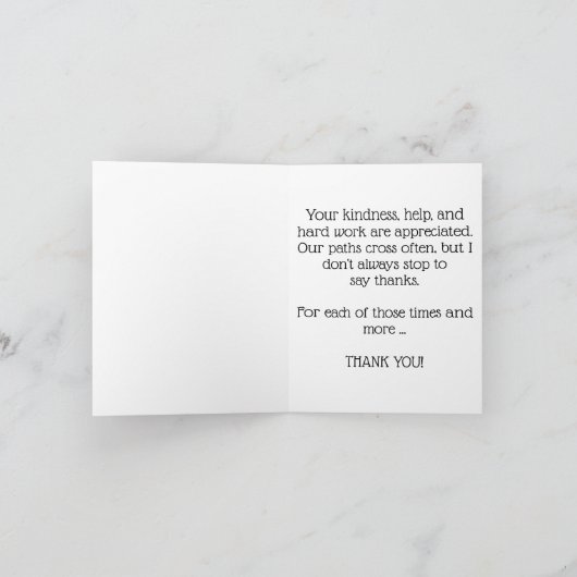 Note de Merci : Connaissance décontractée (Intérieur)