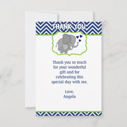 Note de Merci d'amour d'éléphant de Chevron de (Devant)