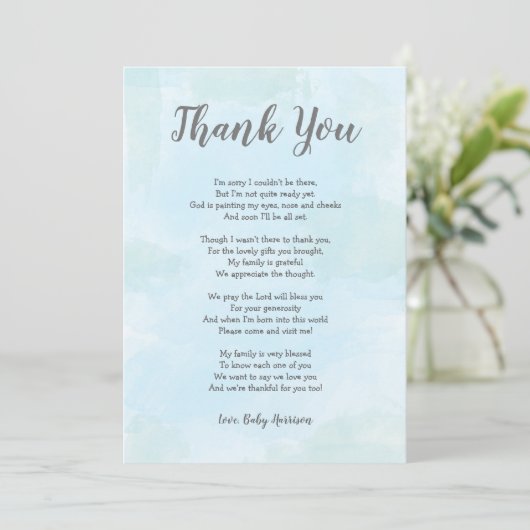 Note de Merci de baby shower de garçon avec le (Debout devant)