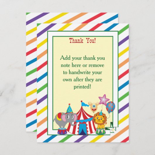 Note de Merci de cirque (Devant / Derrière)