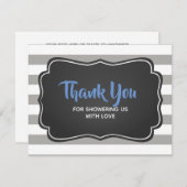 Note de Merci de gris bleu de baby shower de (Devant / Derrière)