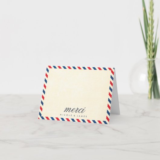 Note de Merci de mariage de par avion (Devant)