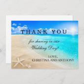 Note de Merci de mariage de plage de destination (Devant / Derrière)