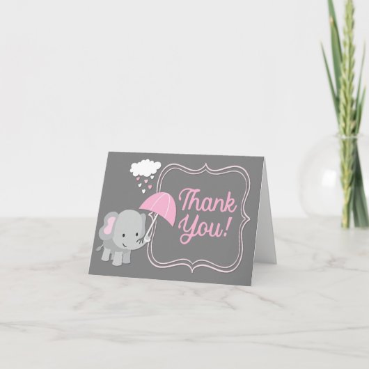 Note de Merci de rose de baby shower de fille (Devant)