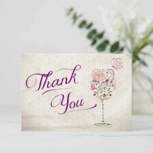 Note de Merci en verre de vin (Debout devant)