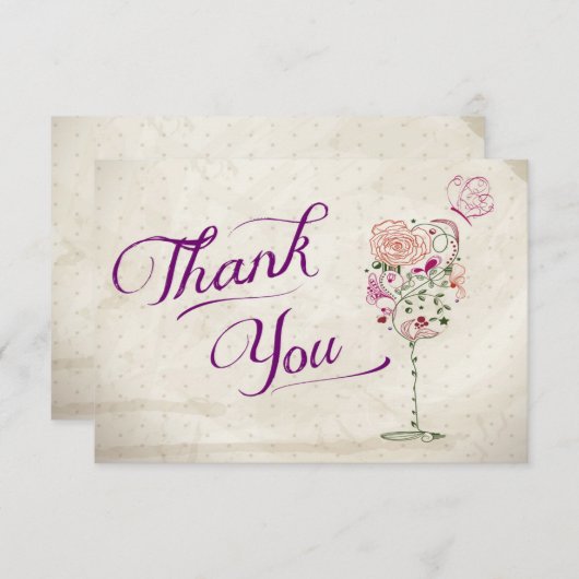 Note de Merci en verre de vin (Devant / Derrière)
