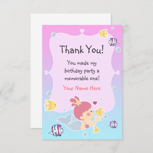 Note de Merci - fête d'anniversaire de thème de (Devant / Derrière)