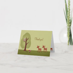 Note de Merci pliée par cerfs communs de la forêt