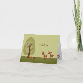 Note de Merci pliée par cerfs communs de la forêt