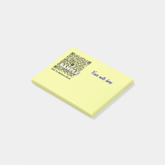 Note de post-it avec le code de QR (Incliné)