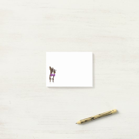 Note de post-it de Boston Terrier (Sur un bureau)