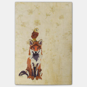 Note de post-it de Fox rouge et de hibou