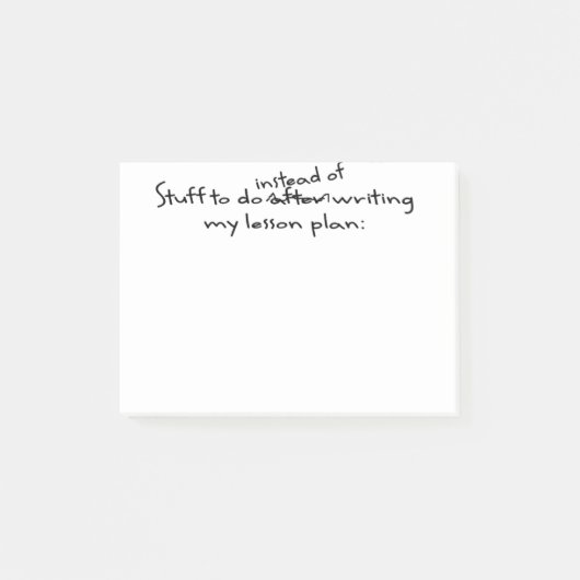 Note de post-it du professeur de temporisation (Devant)