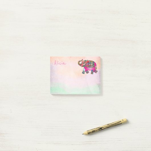 note de post-it faite sur commande d'éléphant rose (Sur un bureau)