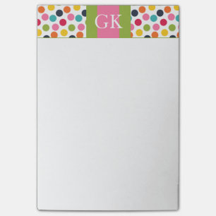 Note de post-it verte et rose de monogramme de