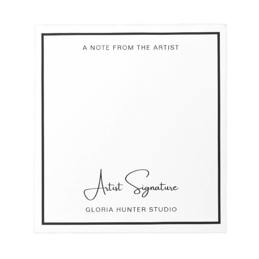 Note de signature d'art personnalisée du Bloc-note (Devant)