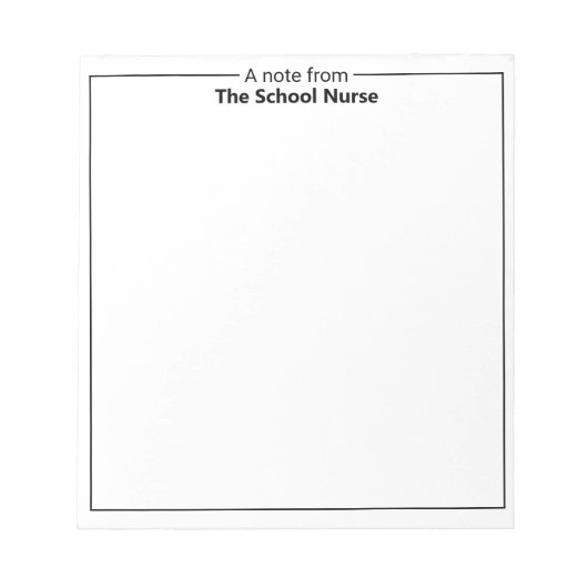 Note du Bloc-notes de l'infirmière scolaire (Devant)