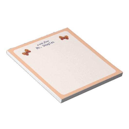 Note Du Bloc-Notes Papillon Papillon De L'Enseigna (Incliné)