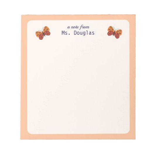 Note Du Bloc-Notes Papillon Papillon De L'Enseigna (Devant)