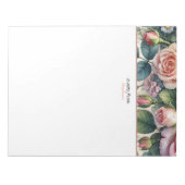 Note Du Bloc-Notes Personnalisé Rose Floral (Devant)