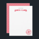 Note Du Père Noël Liste Officielle Du NICE Approuv<br><div class="desc">Cette douce carte de note personnalisée du Père Noël comporte une police de swash festive pour son nom, une police manuscrite pour le corps de la note, et un cachet officiel de la Liste NICE en bas. Au fond, un motif à rayures en diagonale rouge et blanc. Ces notes de...</div>