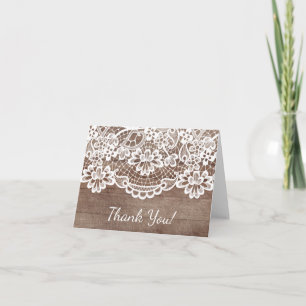 Note en bois rustique de Merci de dentelle