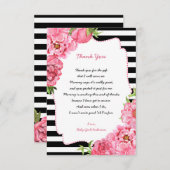 Note florale de Merci de baby shower de rose à la (Devant / Derrière)