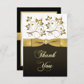 Note florale noire, blanche, et d'or de Merci (Devant / Derrière)