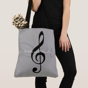 note graphique sur le sac fourre-tout gris avec no