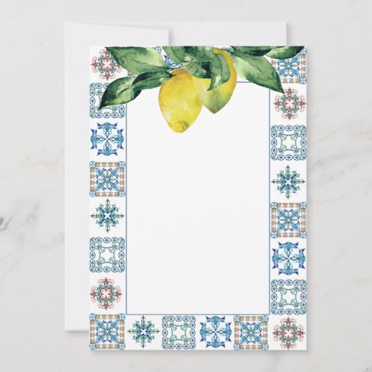 Note Kaarten Citroenen met Blauw Amalfi Tegel Patr (Voorkant)