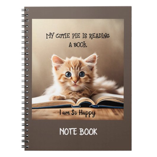 Note Livre -Cutie Pie Cat Lire un livre (Devant)