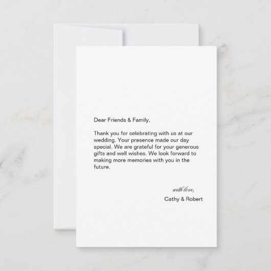 Note Mariage moderne simple Carte de remerciements (Dos)