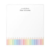 Note Mignée Du Nom Enseignant Bloc-notes Arc-en-ci (Devant)